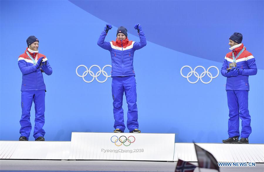 (SP)OLY-SOUTH KOREA-PYEONGCHANG-CROSS COUNTRY SKIING-MEN'S 15KM+15KM SKIATHLON-MEDAL CEREMONY