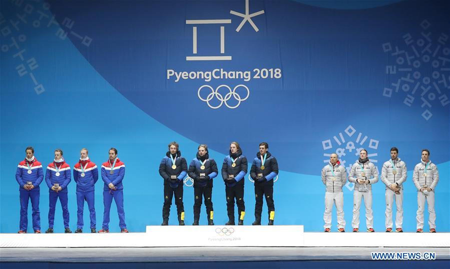 (SP)OLY-SOUTH KOREA-PYEONGCHANG-BIATHLON-MEN'S 4X7.5KM RELAY-MEDAL CEREMONY