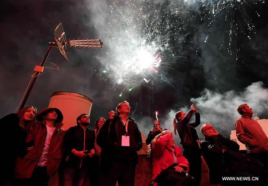 SPAIN-CANARIAS-LOS REALEJOS-CROSSES AND FIRES-FESTIVAL