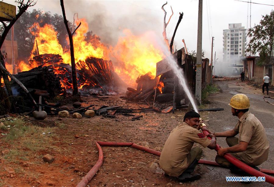 KASHMIR-JAMMU-TIMBER GODOWN-FIRE