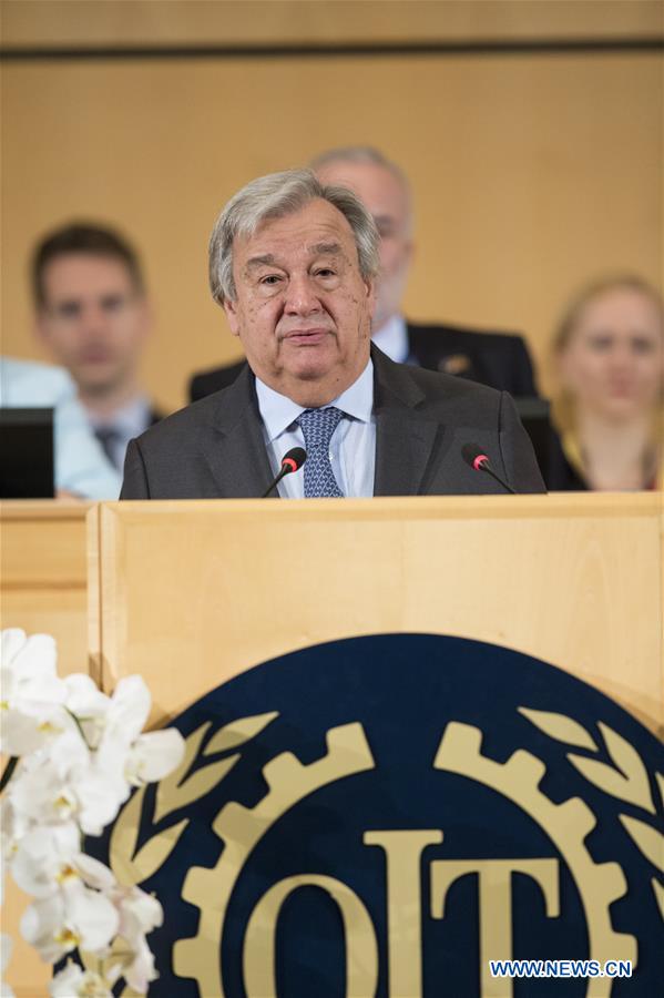 SWITZERLAND-GENEVA-GUTERRES-ILO-100TH ANNIVERSARY