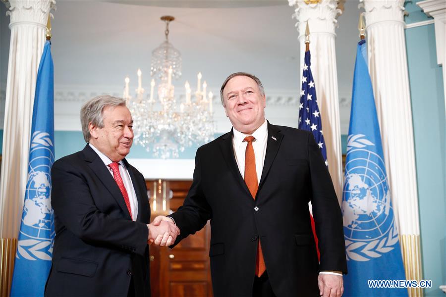 U.S.-WASHINGTON D.C.-POMPEO-ANTONIO GUTERRES-MEETING