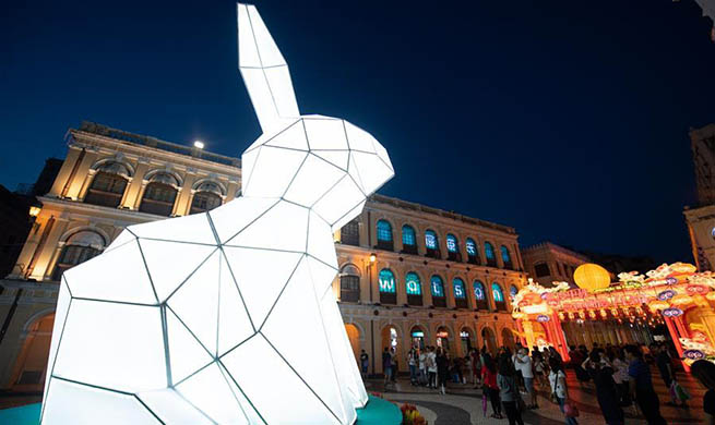 Decorative lanterns set to celebrate upcoming Mid-Autumn Festival in China's Macao