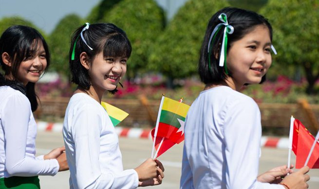 Myanmar people welcome Chinese President Xi Jinping