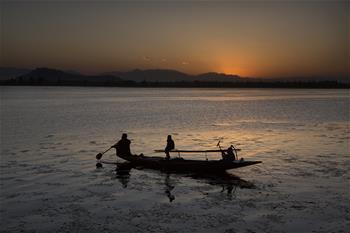 Sunset scenery in Srinagar city, Indian-controlled Kashmir